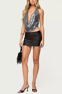 Edikted Danielle Faux Leather Mini Skort
