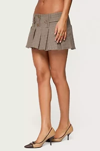 Edikted Lockette Plaid Pleated Mini Skort