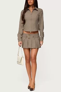 Edikted Lockette Plaid Pleated Mini Skort