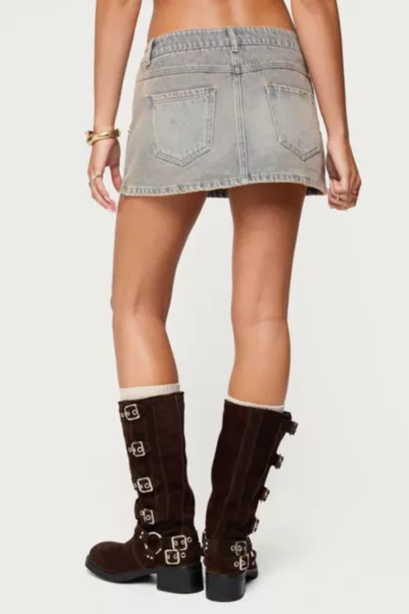 Edikted Wrap Mud Wash Denim Mini Skort