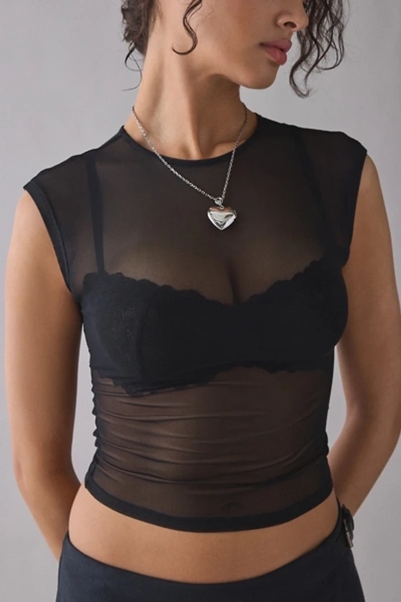 UO Rea Short Sleeve Sheer Mesh Baby Tee