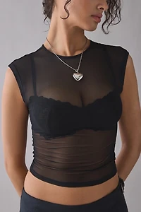 UO Rea Short Sleeve Sheer Mesh Baby Tee