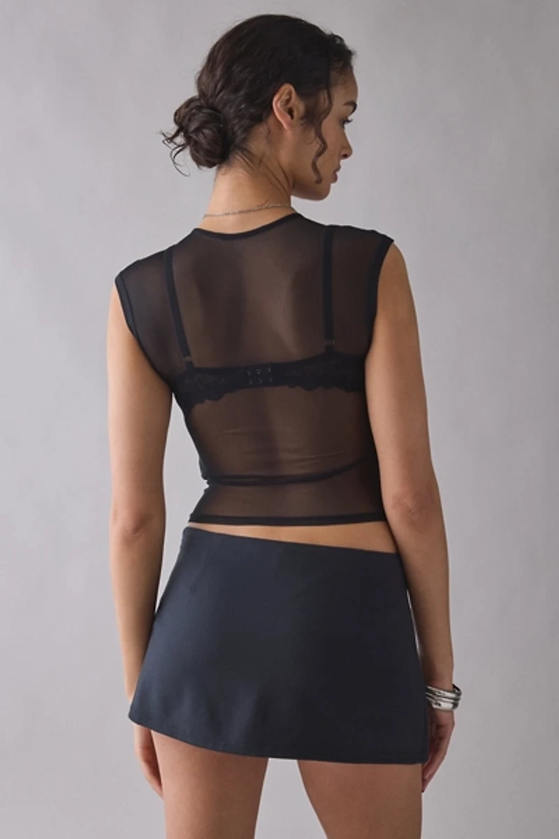 UO Rea Short Sleeve Sheer Mesh Baby Tee