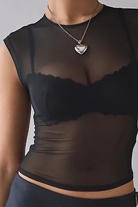 UO Rea Short Sleeve Sheer Mesh Baby Tee