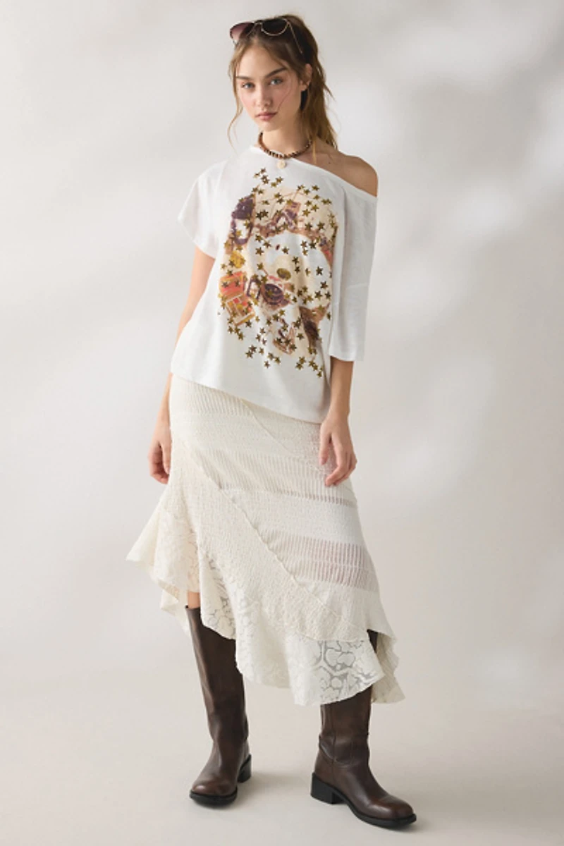 BDG Courtney Salt Air Seaside Graphic Off-The-Shoulder Oversized Tee