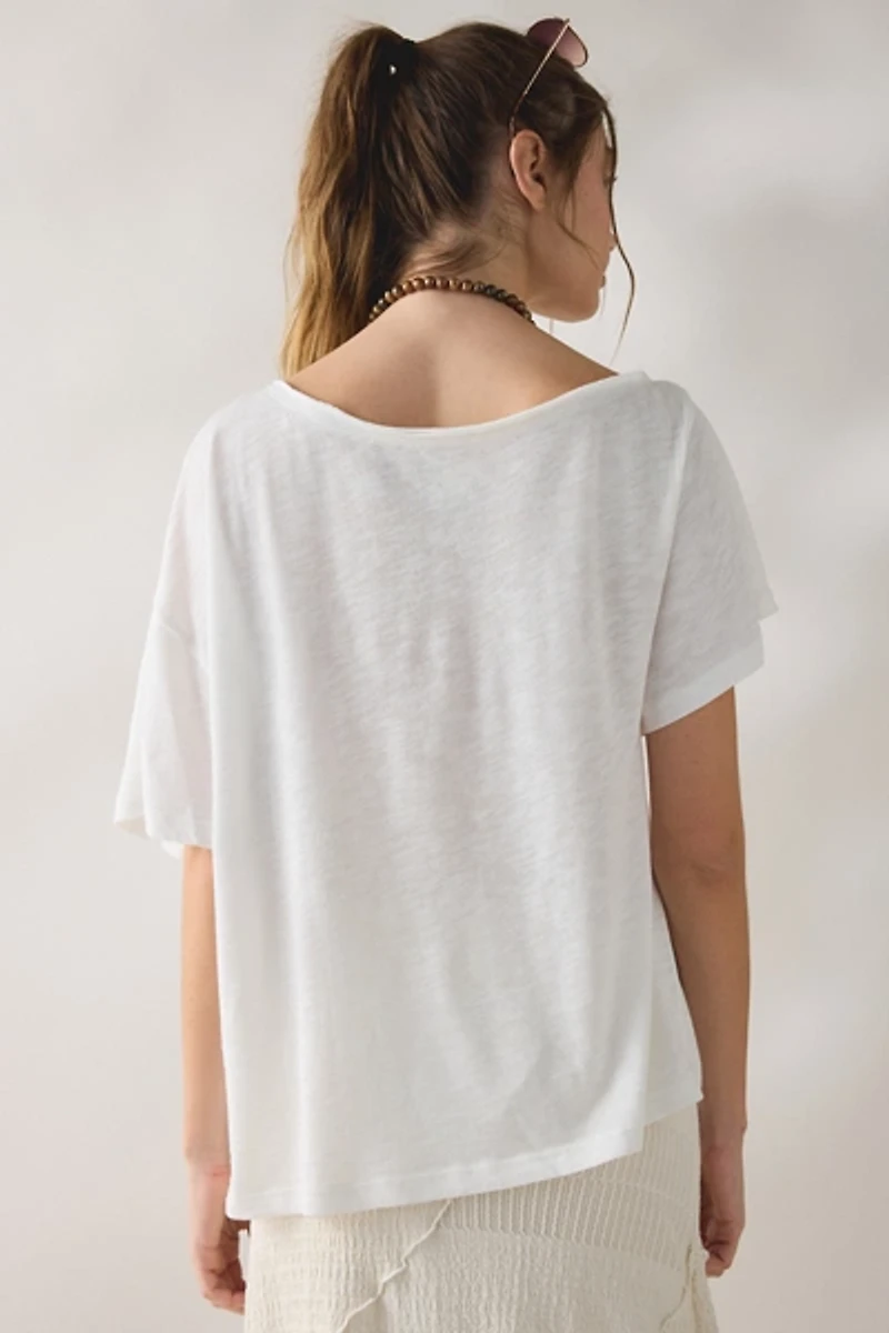 BDG Courtney Salt Air Seaside Graphic Off-The-Shoulder Oversized Tee