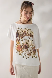 BDG Courtney Salt Air Seaside Graphic Off-The-Shoulder Oversized Tee