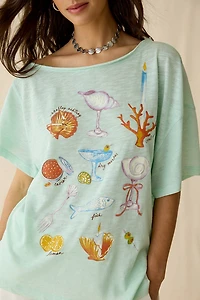 BDG Courtney Graphic Off-The-Shoulder Oversized Tee