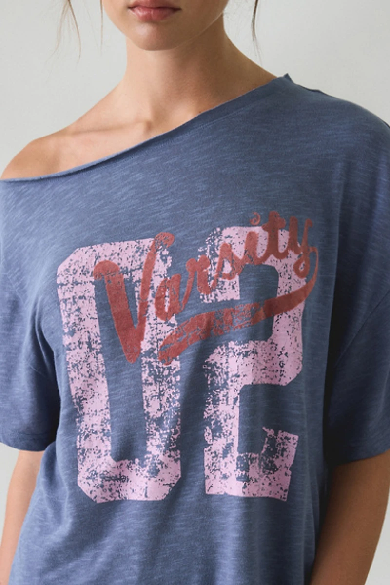 BDG Courtney Graphic Off-The-Shoulder Oversized Tee