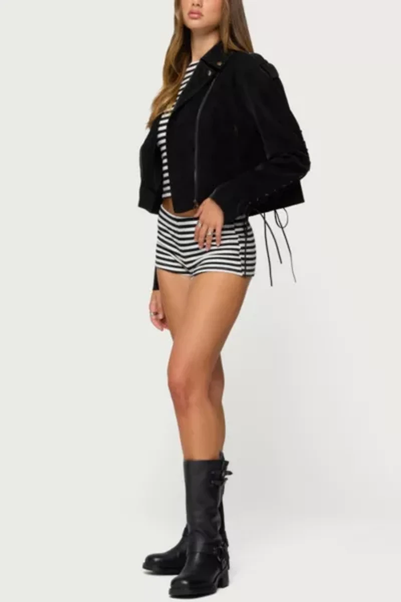 Edikted Ryder Faux Suede Biker Jacket