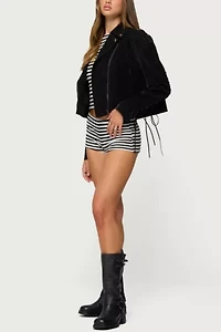 Edikted Ryder Faux Suede Biker Jacket