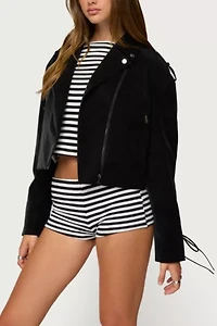 Edikted Ryder Faux Suede Biker Jacket