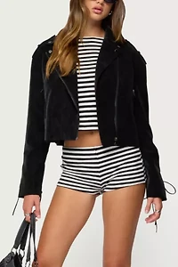 Edikted Ryder Faux Suede Biker Jacket