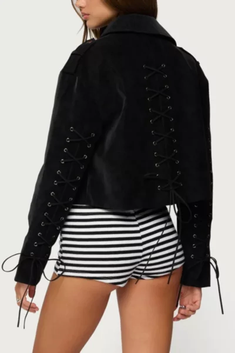 Edikted Ryder Faux Suede Biker Jacket