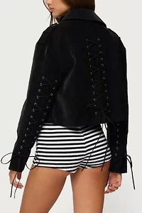 Edikted Ryder Faux Suede Biker Jacket