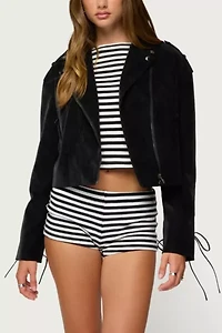 Edikted Ryder Faux Suede Biker Jacket