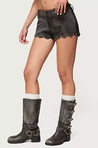 Edikted Zarina Studded Faux Suede Shorts
