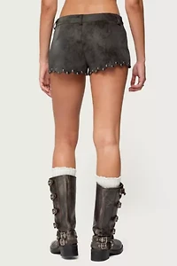 Edikted Zarina Studded Faux Suede Shorts