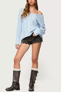 Edikted Zarina Studded Faux Suede Shorts