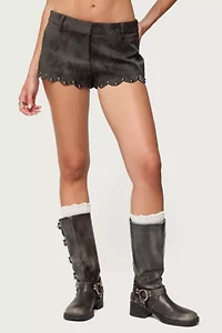 Edikted Zarina Studded Faux Suede Shorts