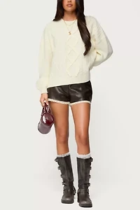 Edikted Lissa Lacey Faux Leather Shorts