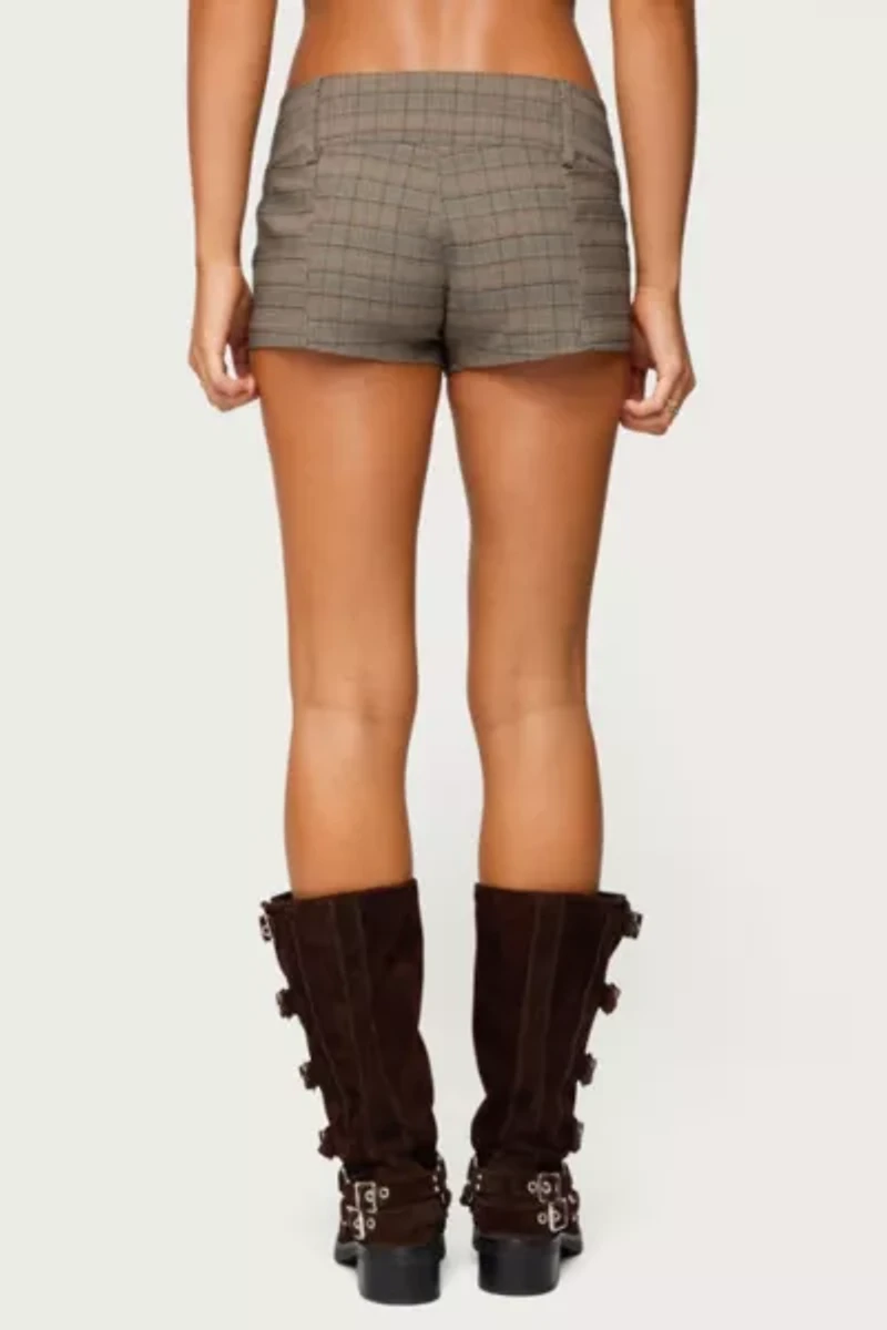 Edikted Ayvey Plaid Tailored Micro Shorts