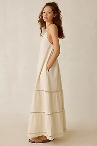 UGG Clarinda Cotton Open-Back Tiered Maxi Dress