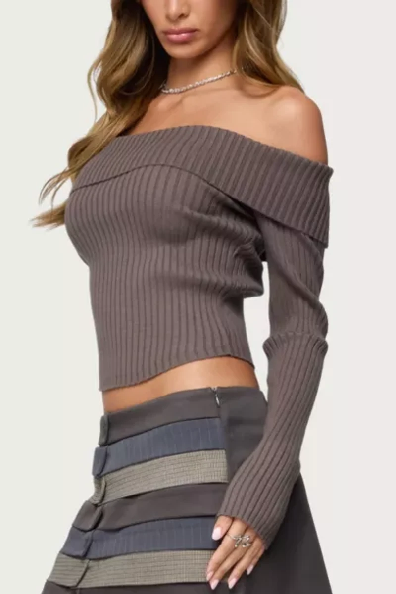 Edikted Lauren Knit Fold Over Top