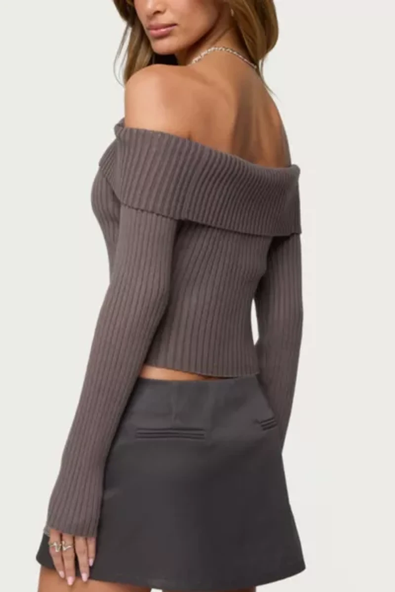 Edikted Lauren Knit Fold Over Top