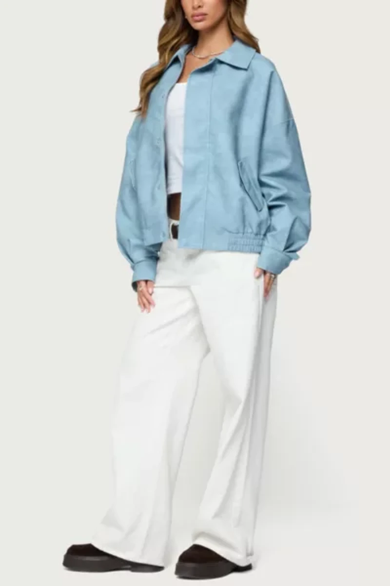 Edikted Oversized Washed Faux Leather Jacket