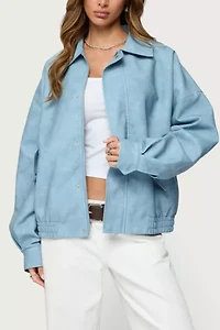 Edikted Oversized Washed Faux Leather Jacket