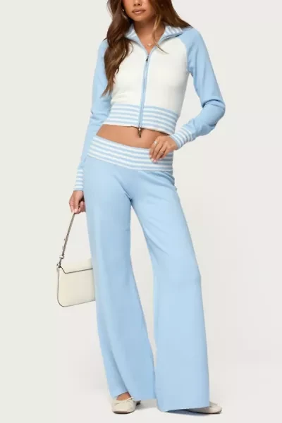 Edikted Clarisse Stripey Flared Knit Pants