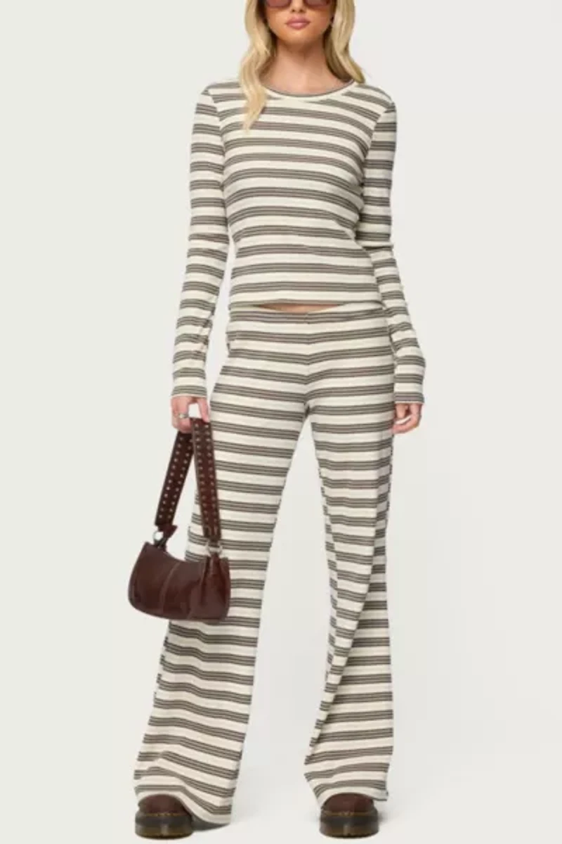 Edikted Avalie Striped Ribbed Pants