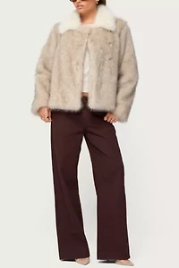 Edikted Contrast Collar Faux Fur Jacket