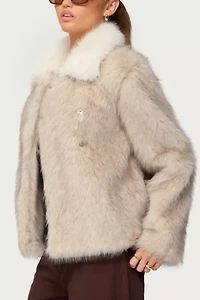 Edikted Contrast Collar Faux Fur Jacket