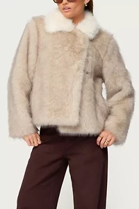 Edikted Contrast Collar Faux Fur Jacket