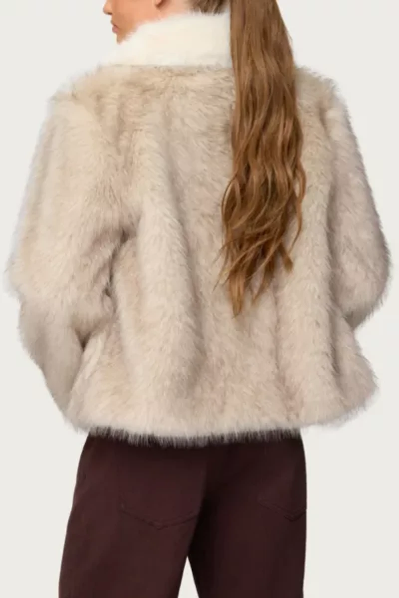 Edikted Contrast Collar Faux Fur Jacket