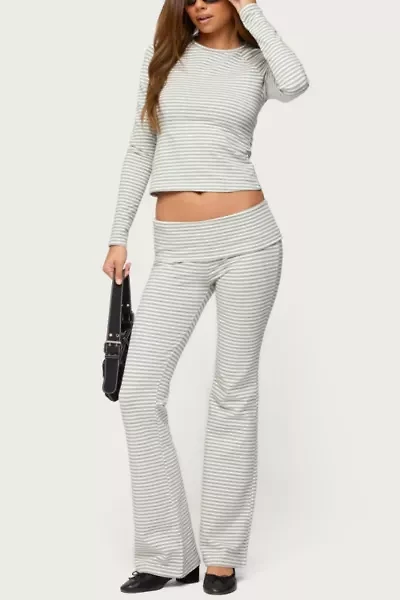 Edikted Kaeli Stripey Flared Leggings