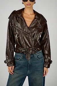 WeWoreWhat Cropped Moto Jacket