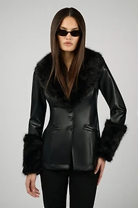 WeWoreWhat Fur Collar Jacket