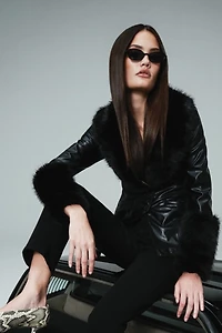 WeWoreWhat Fur Collar Jacket