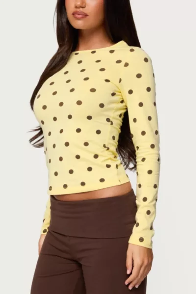 Edikted Maricelle Polka Dot Long Sleeve T Shirt