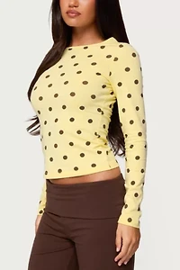 Edikted Maricelle Polka Dot Long Sleeve T Shirt