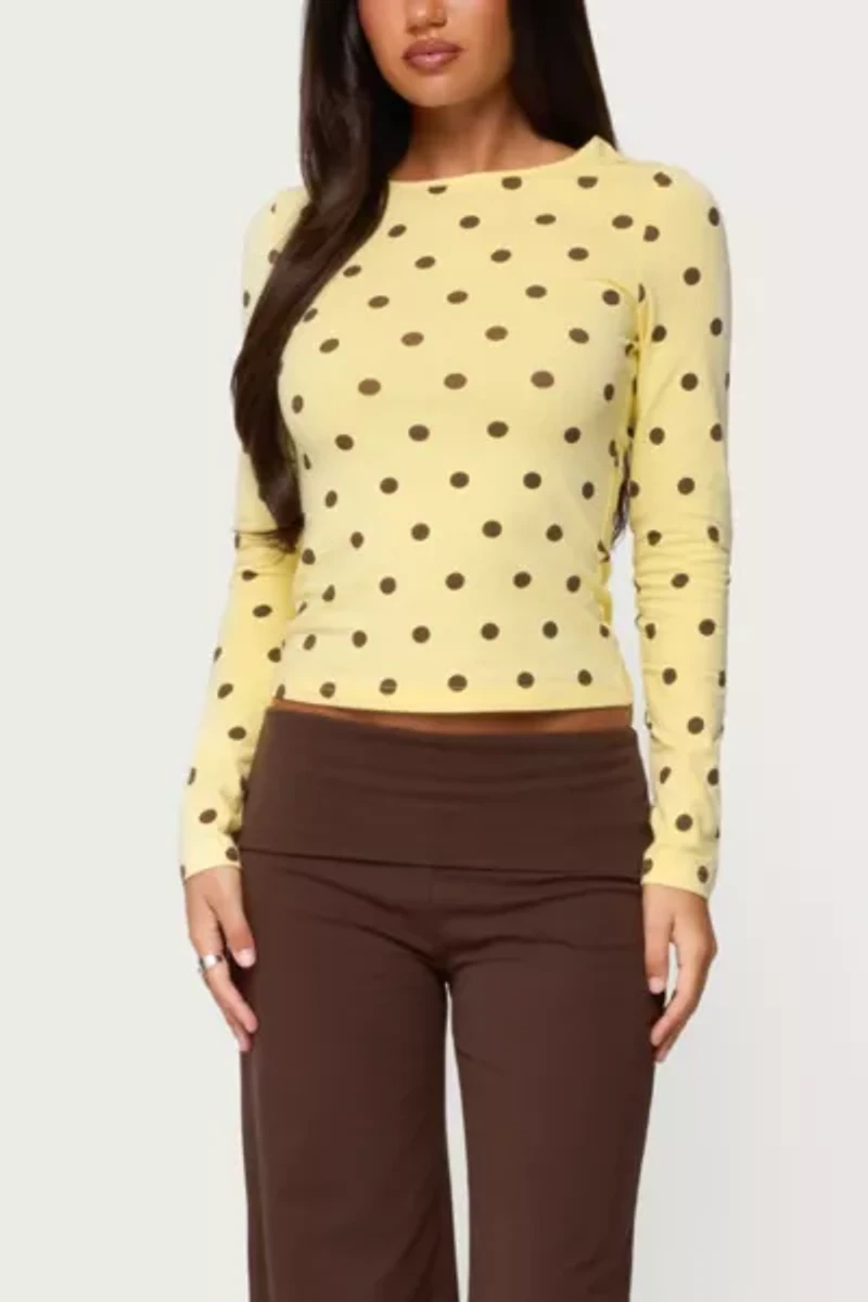 Edikted Maricelle Polka Dot Long Sleeve T Shirt