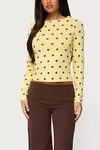 Edikted Maricelle Polka Dot Long Sleeve T Shirt