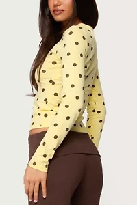 Edikted Maricelle Polka Dot Long Sleeve T Shirt