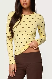 Edikted Maricelle Polka Dot Long Sleeve T Shirt