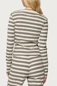 Edikted Avalie Striped Ribbed Long Sleeve T Shirt