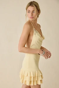 Kiss The Sky Starlet Grommet Studded Halter Neck Mini Dress