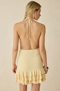 Kiss The Sky Starlet Grommet Studded Halter Neck Mini Dress